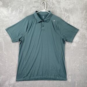 Rhoback Shirt Mens Large Polo Golf Performance Stretch Short Sleeve Green Preppy